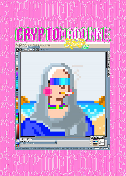 CryptoMaDonna_pink on the beach poster