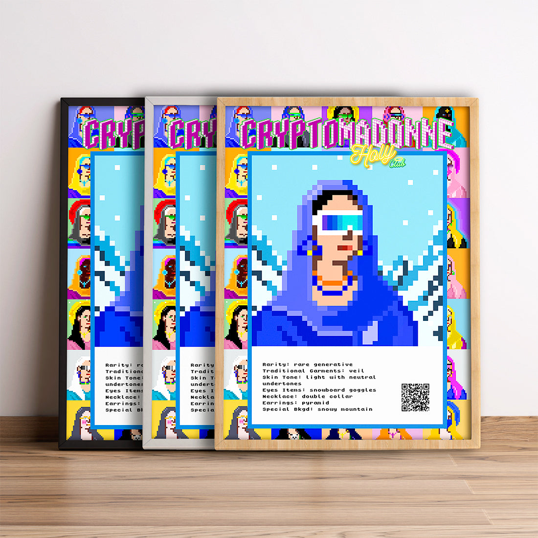 CryptoMaDonna_poster digital card mode mountain w/ MaDonnas pattern