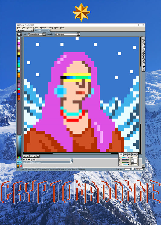 CryptoMaDonna_snow-capped mountain with North Star poster